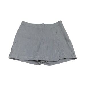 Talbots Seersucker Skort Navy Blue White Stripe Cotton Size 8 Petite